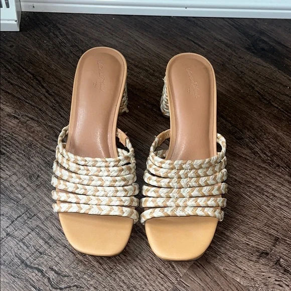 universal threads Women's Braided Tan heeled Sandals - Picture 1 of 6